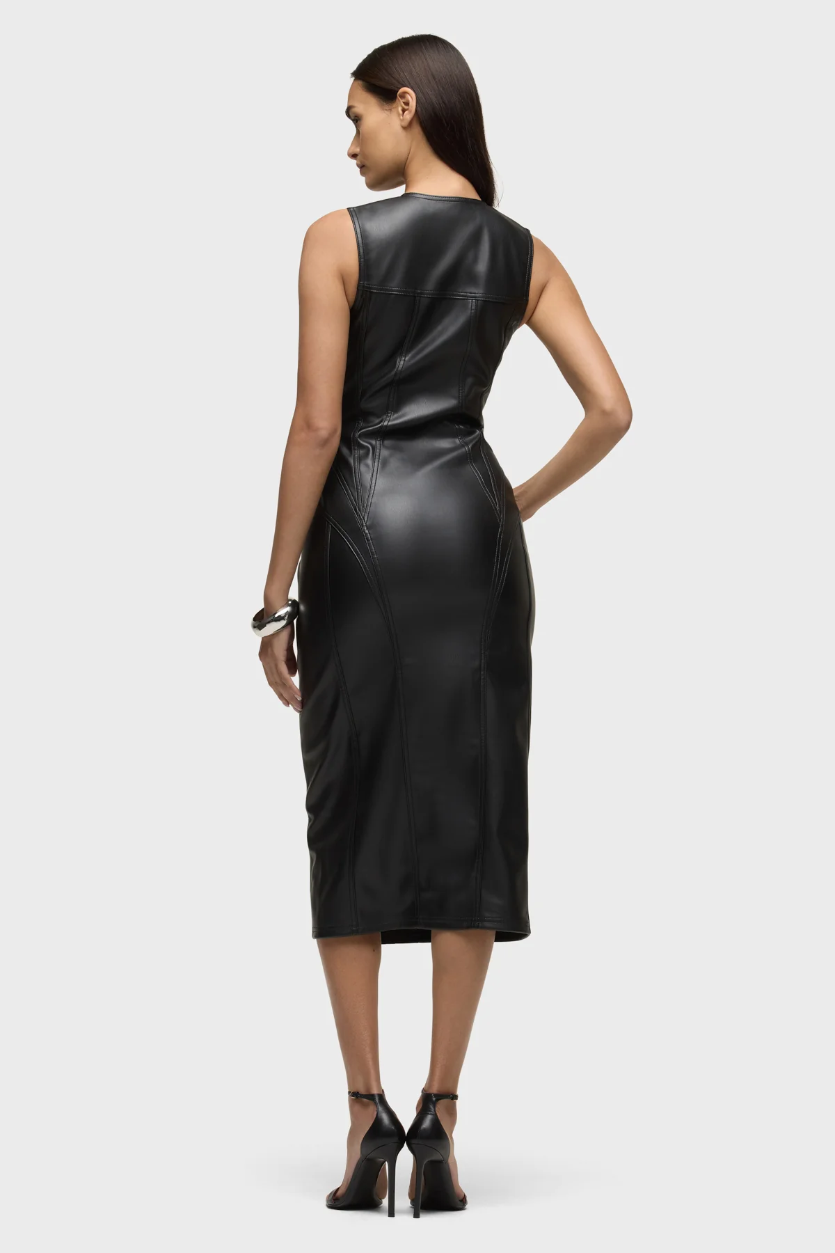 Vegan Leather Midi Dress - Image 2