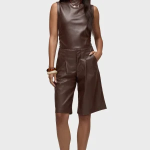 Vegan Leather Pleated Trouser Short
