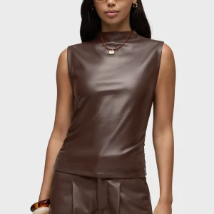 Vegan Leather Ruched Top