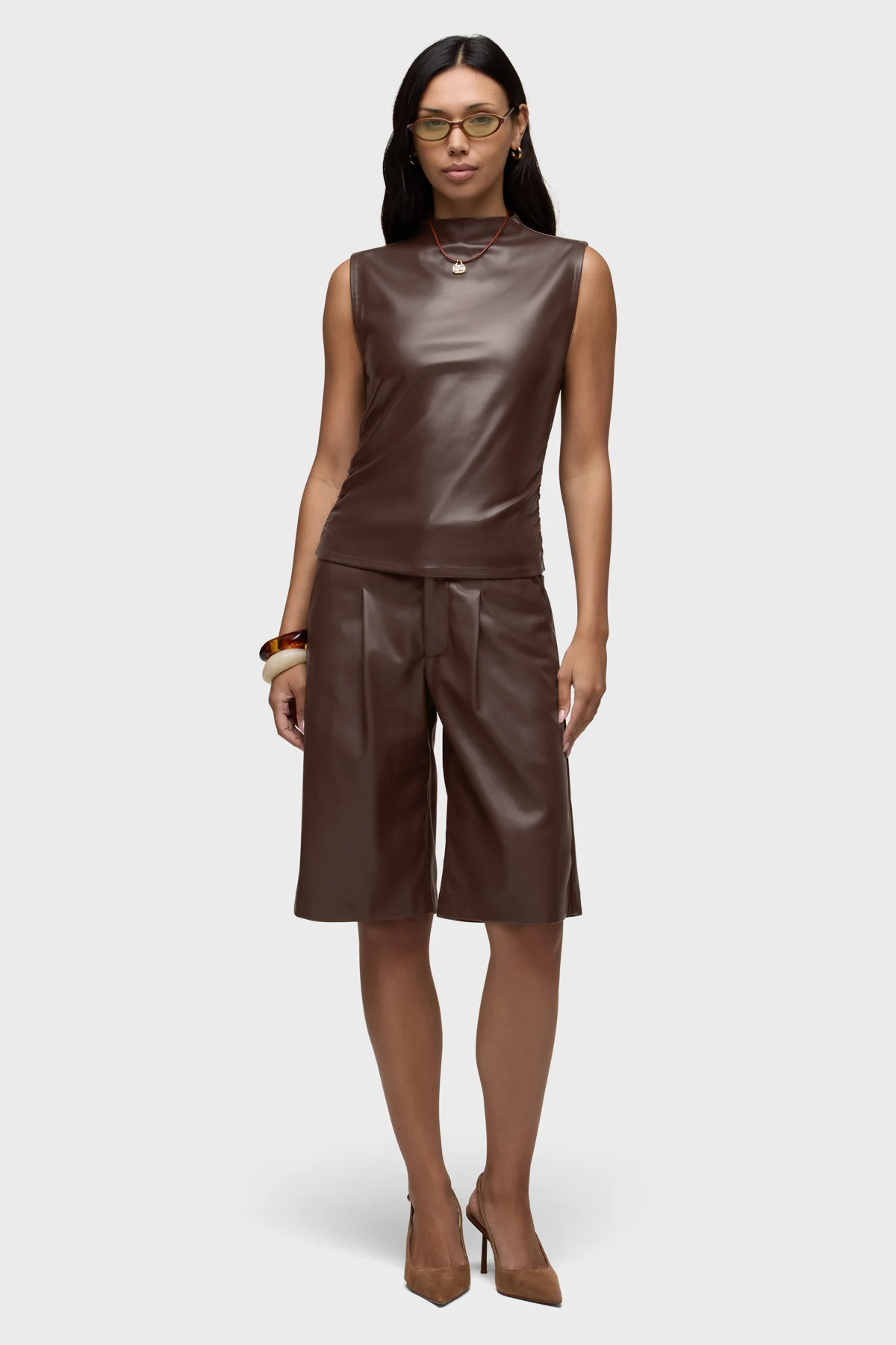 Vegan Leather Ruched Top - Image 6