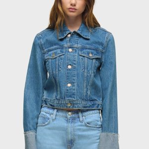 Cuffed Cropped Denim Jacket