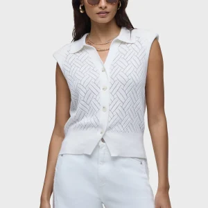 Knitted Sleeveless Collared Top