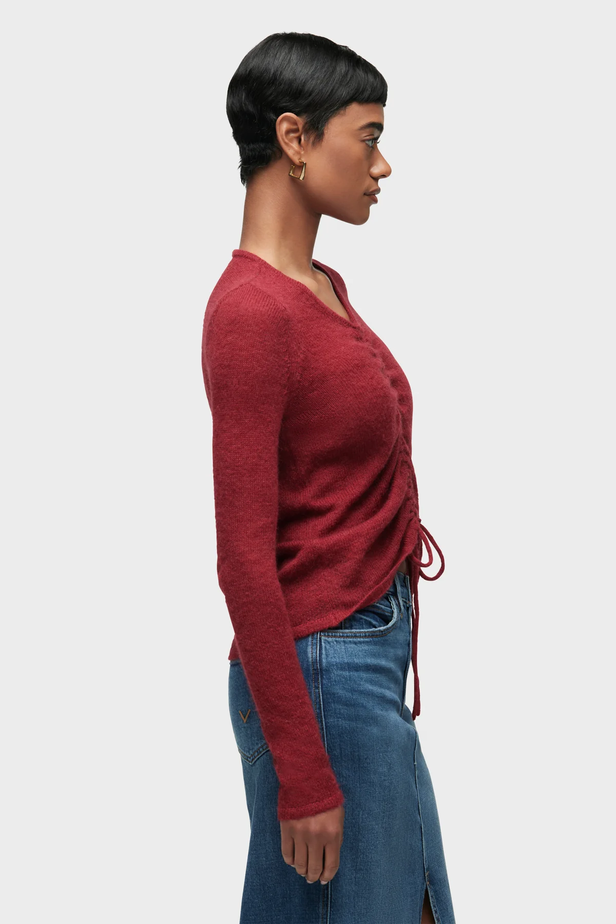 Ruched Long Sleeve Sweater - Image 2