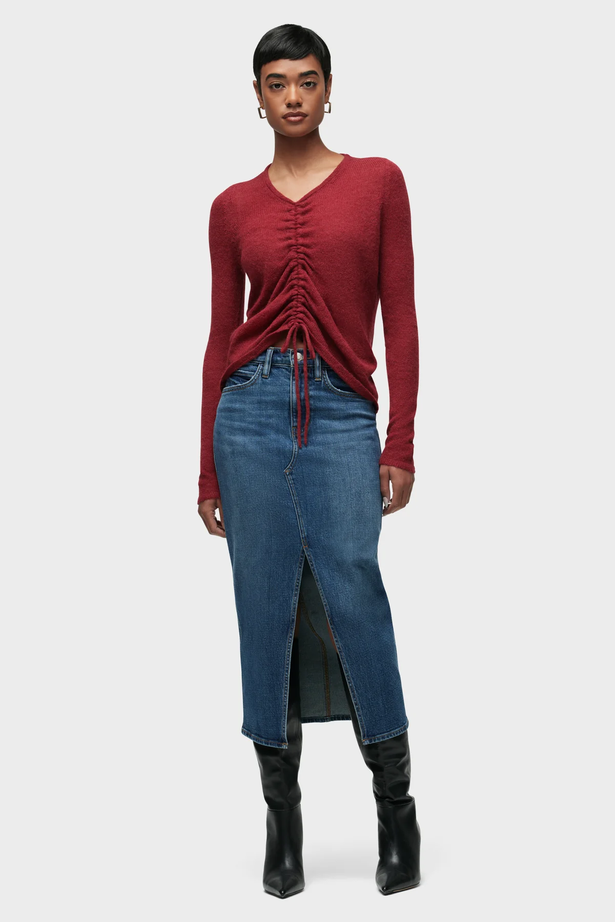 Ruched Long Sleeve Sweater - Image 5